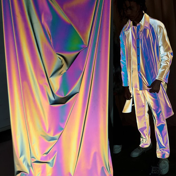 White Reflective Holographic Fabric, High Visibilty Luminescent