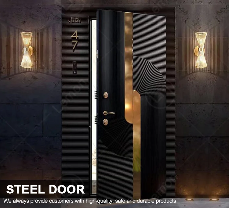 2022 New Design Luxury Main Entrance Door Entry Security Steel Metal