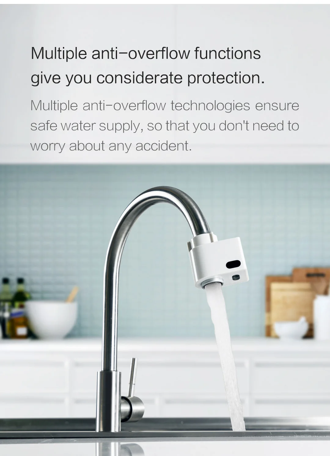 Xiaoda Smart Sensor Faucet Automatic Water Saver Tap Infrared Dual Sensors Automatic Kitchen Inductive IPX6 Waterproof Faucet