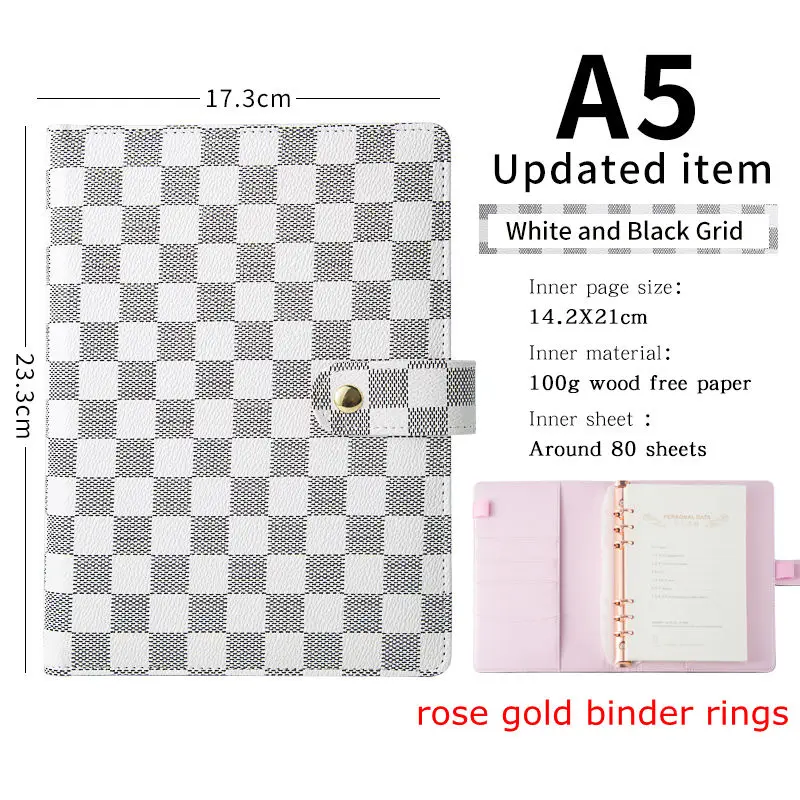 💘 Luxury Checkered/Quilted A5 A6 Agenda Binder Planner Journal Notepad Gift