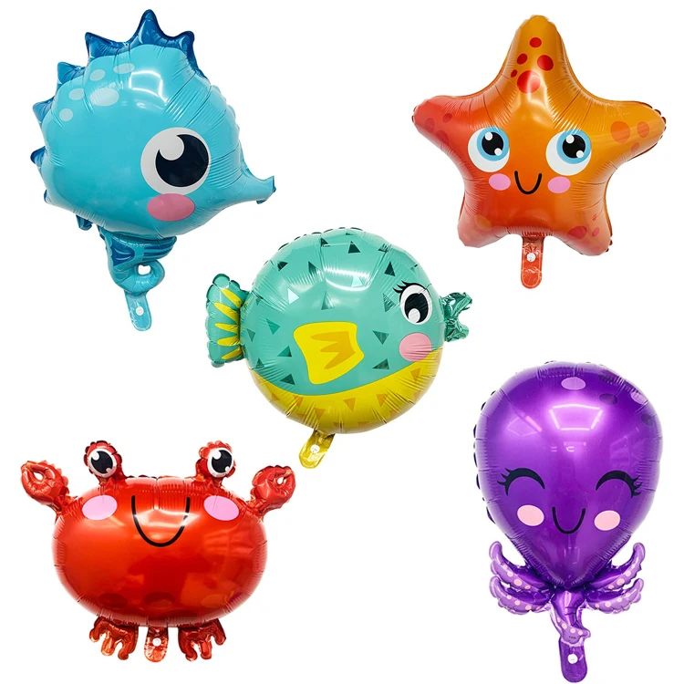 Sea Fish Octopus Dolphin Aluminum Foil Balloons For Birthday Party Decor Toys 