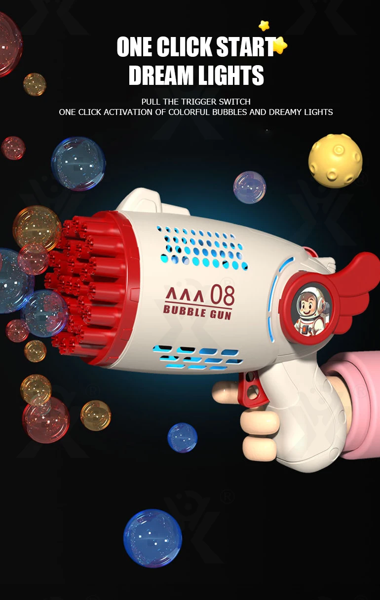 Chengji Best Price Bubble Gun Toy Kids Summer Outdoor Playing Electric Space Astronaut 29 Holes Color Bubble Gun
