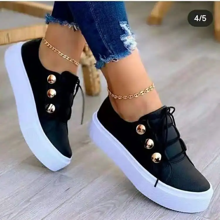Wholesale Lace Up Slip On Women Tennis Sneakers Ladies Thick Sole Casual  Shoes Solid Color Flats Walking Style Shoes - Buy Walking Style Shoes,Casual  Shoes,Slip One Shoes Product on 