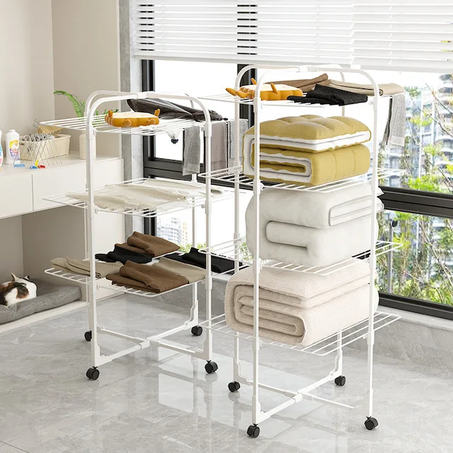 SHAREWIN 3-Tier Collapsible Laundry Drying Stand with Wheels