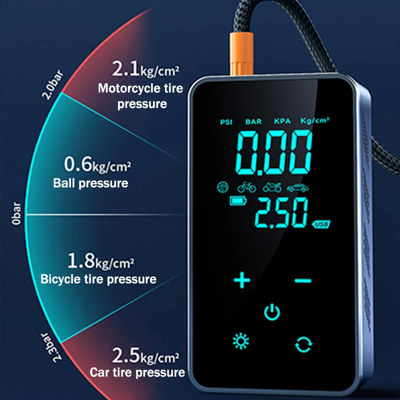 Wireless 150PSI Car Air Pump 3600mAh Tire Inflator LCD Display Use for Cycle Bike Motorcycle Car - view 5