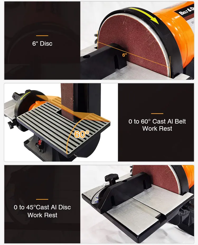 Compact Wood Deburring Belt Disc Bench Sander Combo Bench Sander With