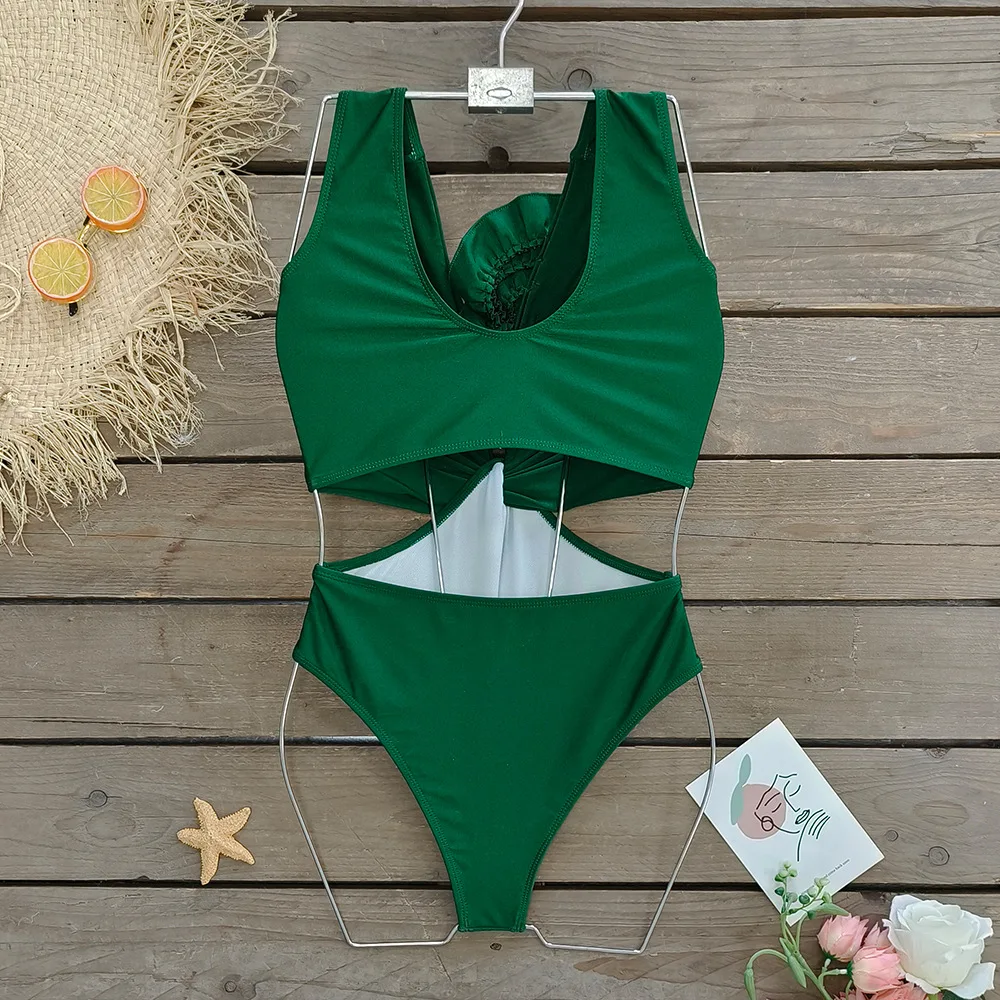 Jsn Summer Bath Suit For Women 2023 Green Deep V Neck Swimwear 3d ...