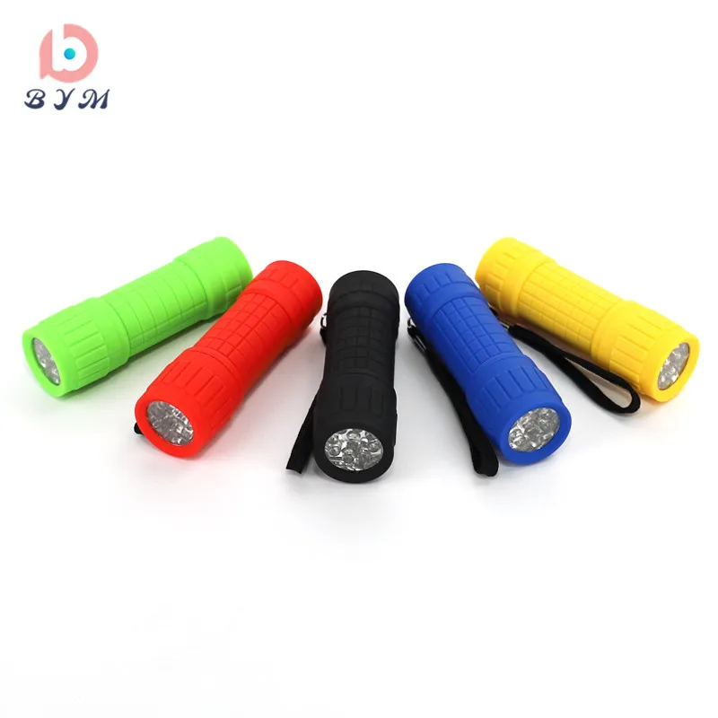 FLGH002 Mini LED Torch Light Promotion Giveaways 9 LED Cheap Plastic COB Flashlights for Outdoor