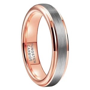 Coolstyle Jewelry 4mm Wholesale Two Tone Rose Gold Tungsten Rings for Women Men Dropshipping Fashion Engagement Wedding Band