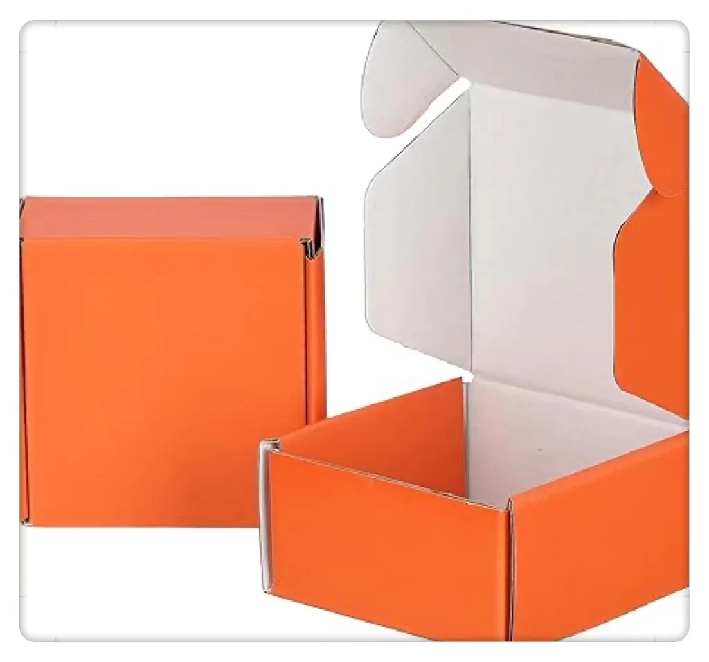 Custom Corrugated Box Packaging Mailing Box Packaging 4x4x2 Inches Small Shipping Boxes Orange for Mailing Packing