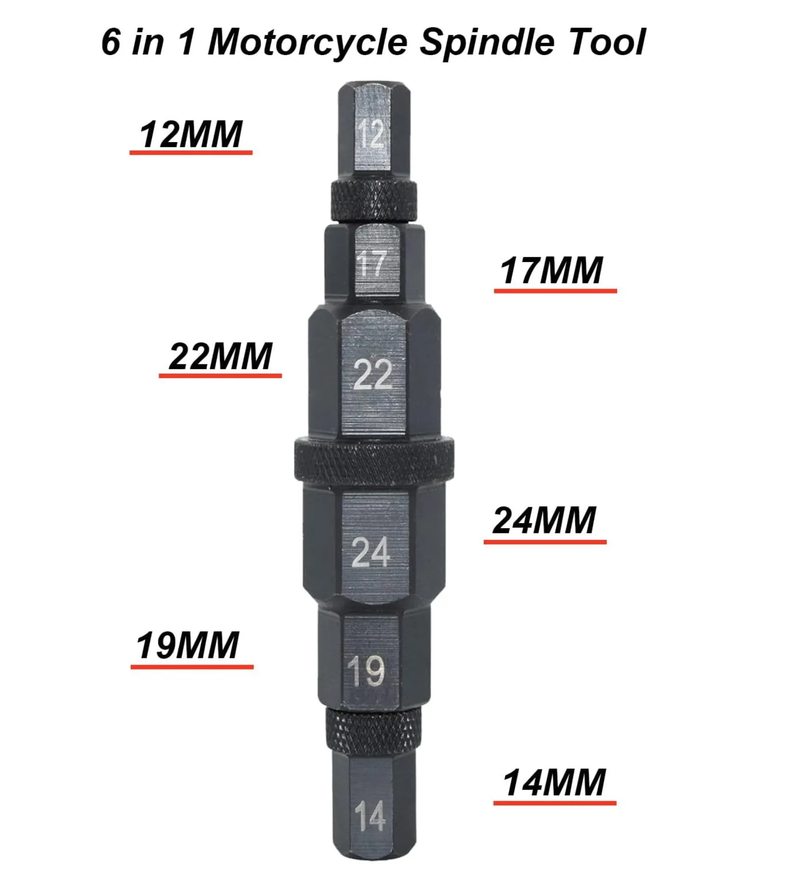 Douille Hexagonale Pour Essieu Moto - 17, 19, 22, 24 Mm - Acier Chrome-Molybdène, Outil Démonstration Roue