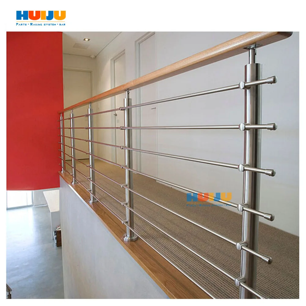 HJ Decking Balustrade Kit Pipe Baluster Stainless Steel Tube Handrail Crossbar Railing Posts Floor Side Mount 36" Solid Rod