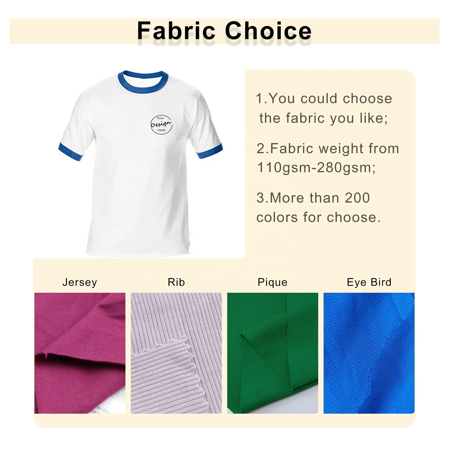 Men Summer Solid Color 100% Cotton Regular Fit Contrast Collar Boxy Embroidery Ringer T Shirt