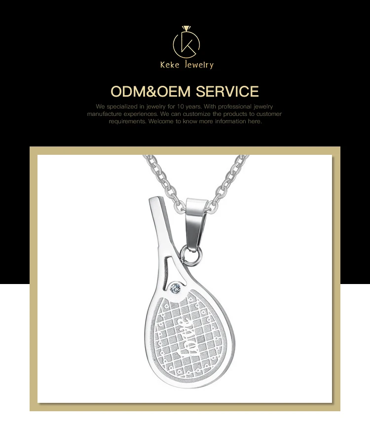 Wholesale Cheap Simple stainless steel men and women tennis racket pendant CN-074