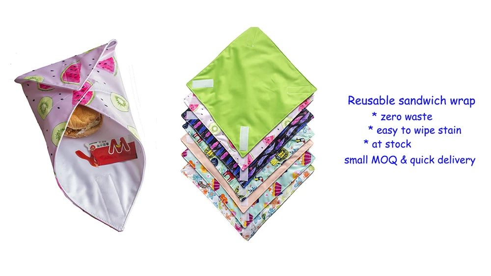 Plastic Free Reusable Sandwich Wraps Waterproof Cloth Sandwich