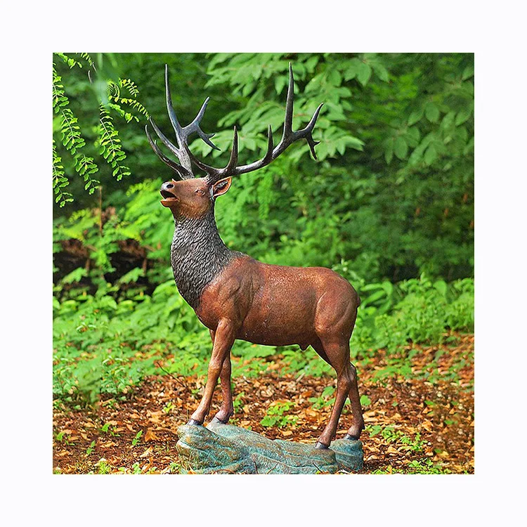 屋外ガーデン装飾金属動物大型アンティーク鋳造銅銅製の鹿像販売