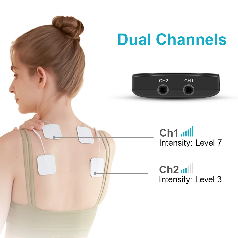 TENS EMS FITNESS 3 in 1 Tens Unit Dual Channel 50 Modes 16 Intensity Levels TENS Therapy Machine