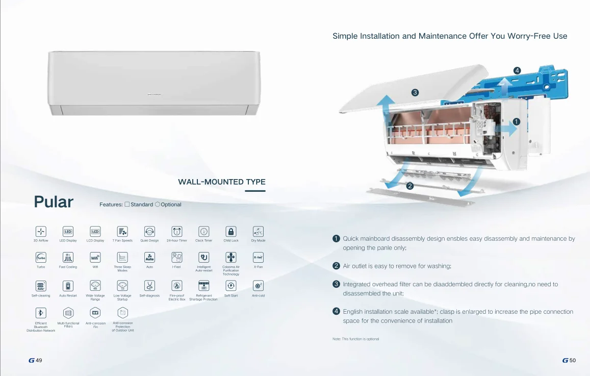 Brand Gree Split Wall Mounted Air Conditioner Soyal Bora Freair G Tech Pular Aphro Series Air