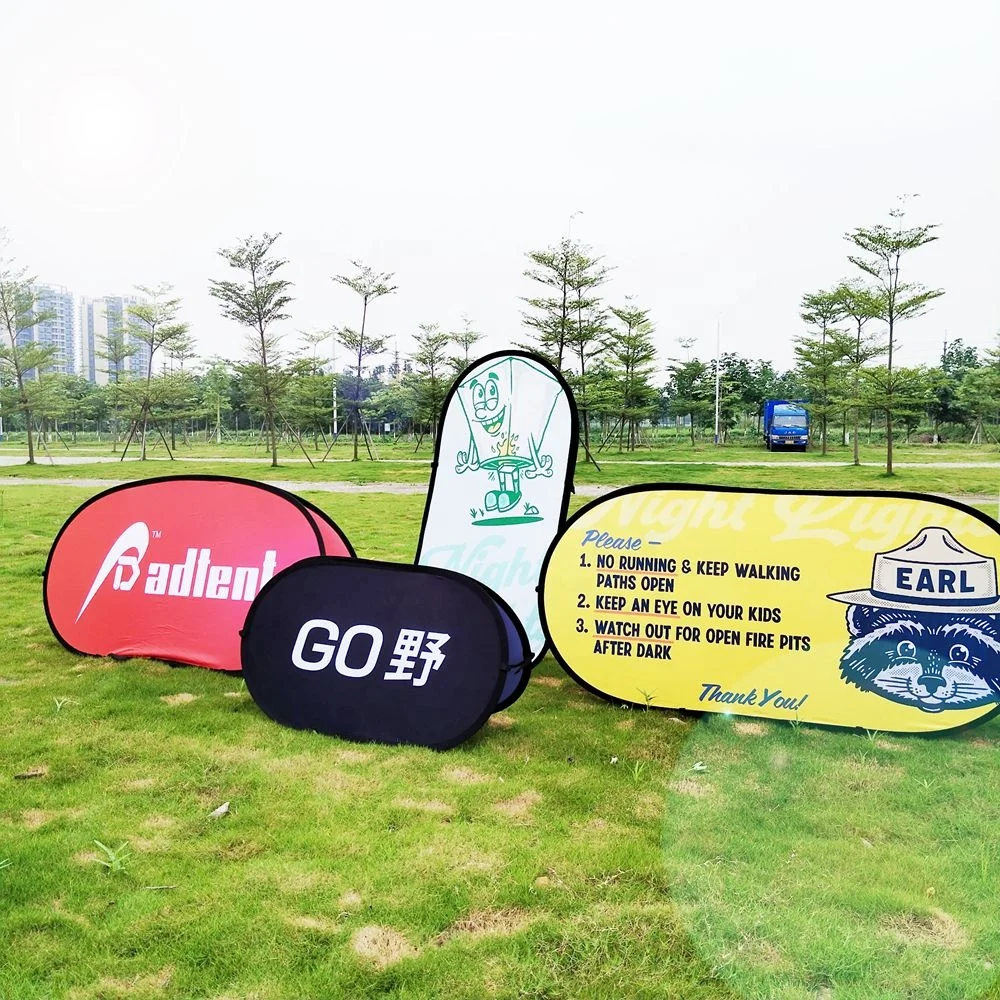 Advertising a Frame Backdrop Banner Stand Bean Triangle Round Shape Pop up Banner Custom logo Factory Outdoor Promotion