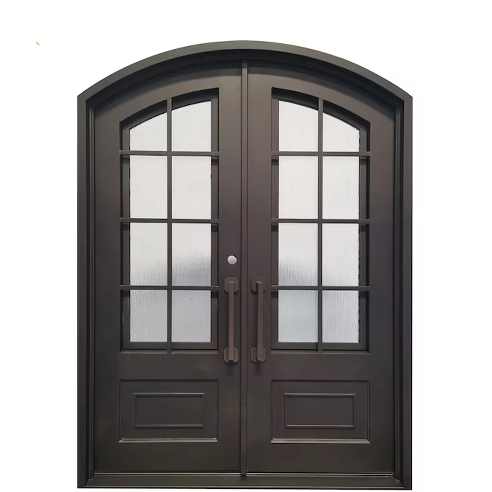 Advance European New Grill Latest Design Safety Double Entrance Wrought Iron Door