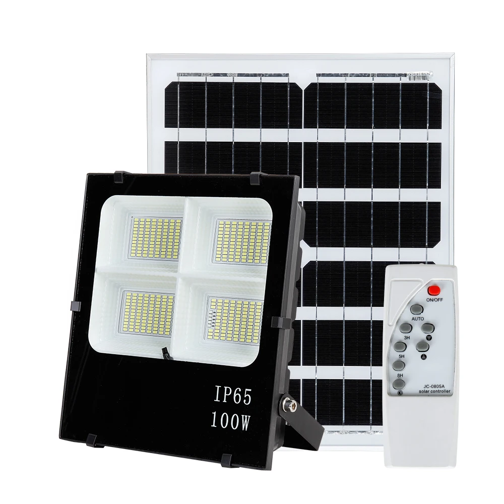 Manufacture For Modern 100w Led Flood Light With Solar Panel With Remote Controller