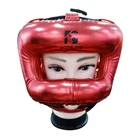WOOSUNG Sample free shipping boxing equipment red boxing head guard headgear leather boxing helmet