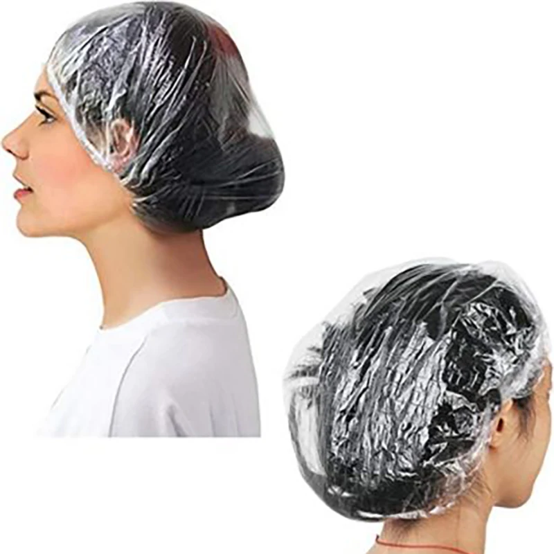 High Quality Cheap Bath Waterproof Cap Custom PE Plastic Transparent Hair Cover Disposable Shower Caps Wholesale Price