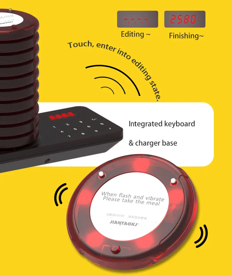 20 Channels Wireless Calling System Restaurant Guest Paging System Restaurant Call Coaster