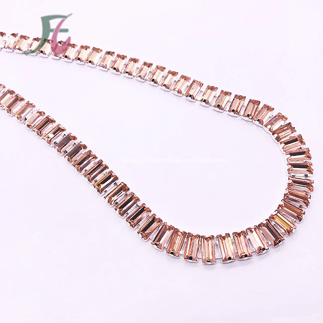 2025 New Product Peach Light Rhinestone Chain Cup Metal Chain for Garment Beaded Fringe Trimming for Shoes