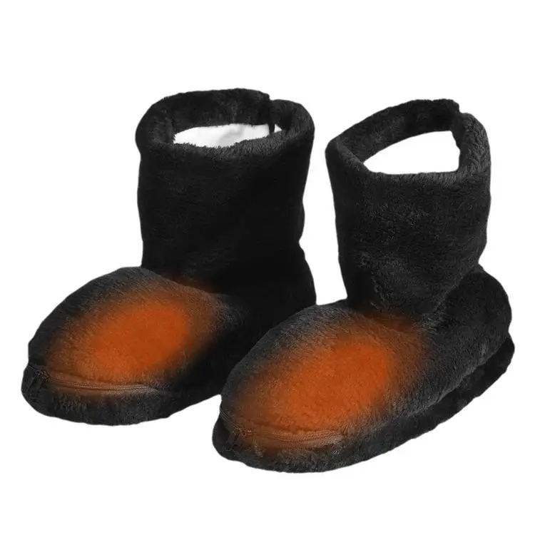 Electric USB Warmer Foot Shoe Plush Slipper Feet Heat Washable Winter Sock Shoes 