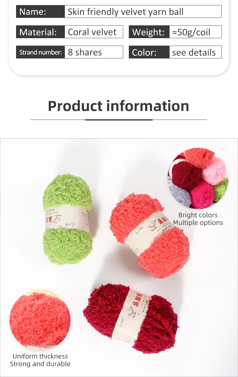 Jp Diy Multiple Colors Crochet Kit Skin Friendly Velvet Chunky Thick ...