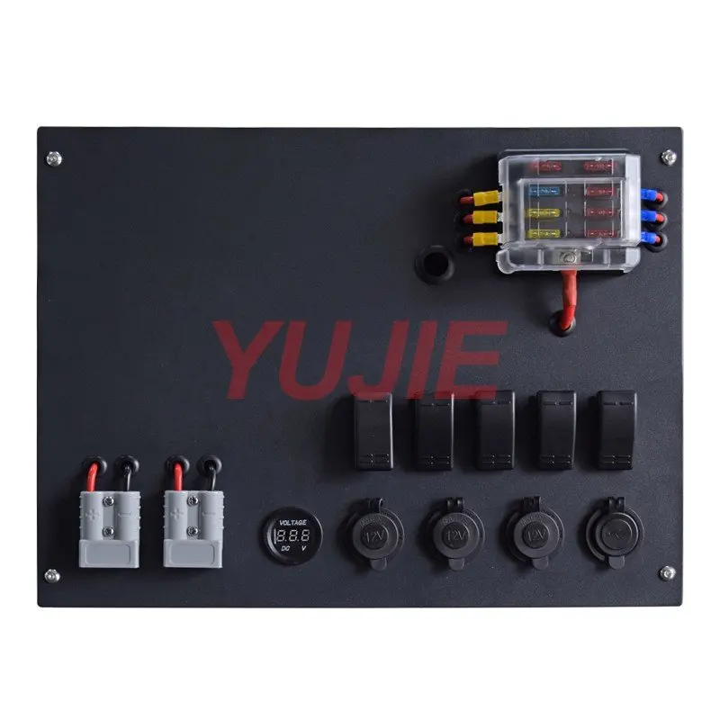 12V DC Multifunction Control Box With Fuse Box and DC Charger for Auto Car RV Trailer Boat 4WD