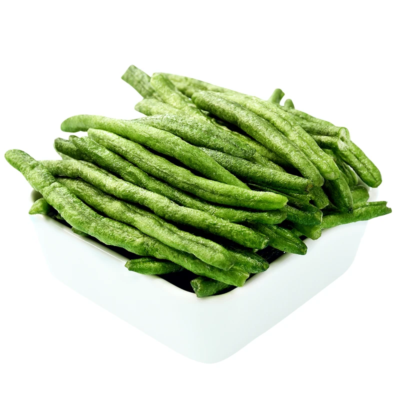 Vysoce kvalitní zdravá sušená zelenina chutí chipsy svačiny vakuumově smažené čerstvé zelené fazole
