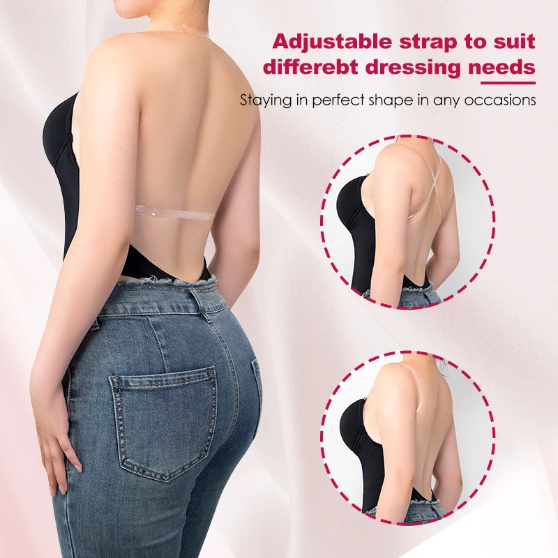 U Plunge Thong Invisible Backless Shapewear Bodysuit Deep V Neck Body