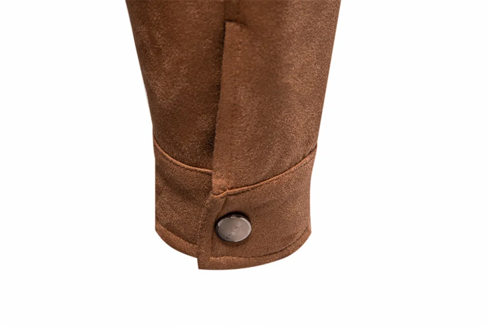 Men's Suede Jacket Solid Colour Lapel Casual Outdoor Autumn Coat_voghion.com