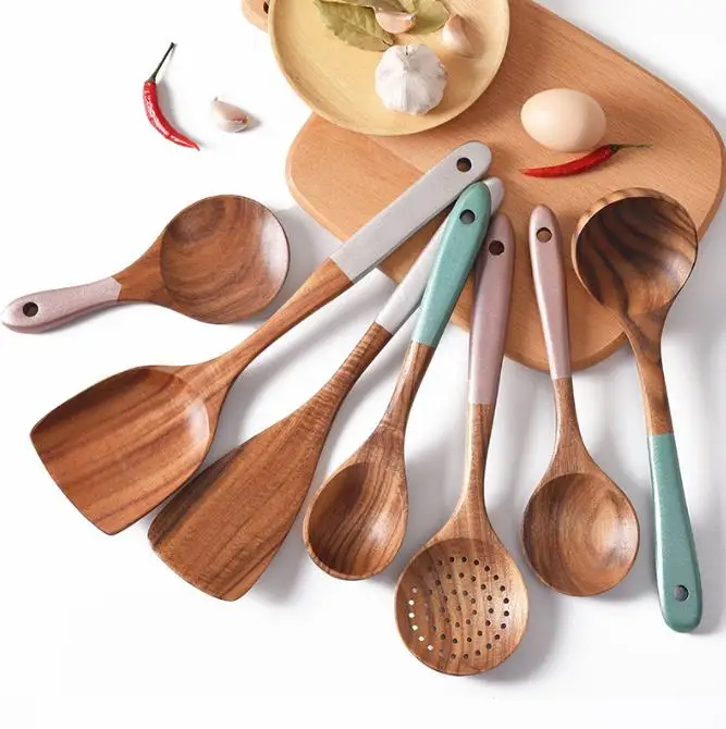 Natural Utensils Handcrafted Cutlery Tool Seasoning Scoop Dipping Oil Dipper Acacia Wooden Soup Spoon for Cooking