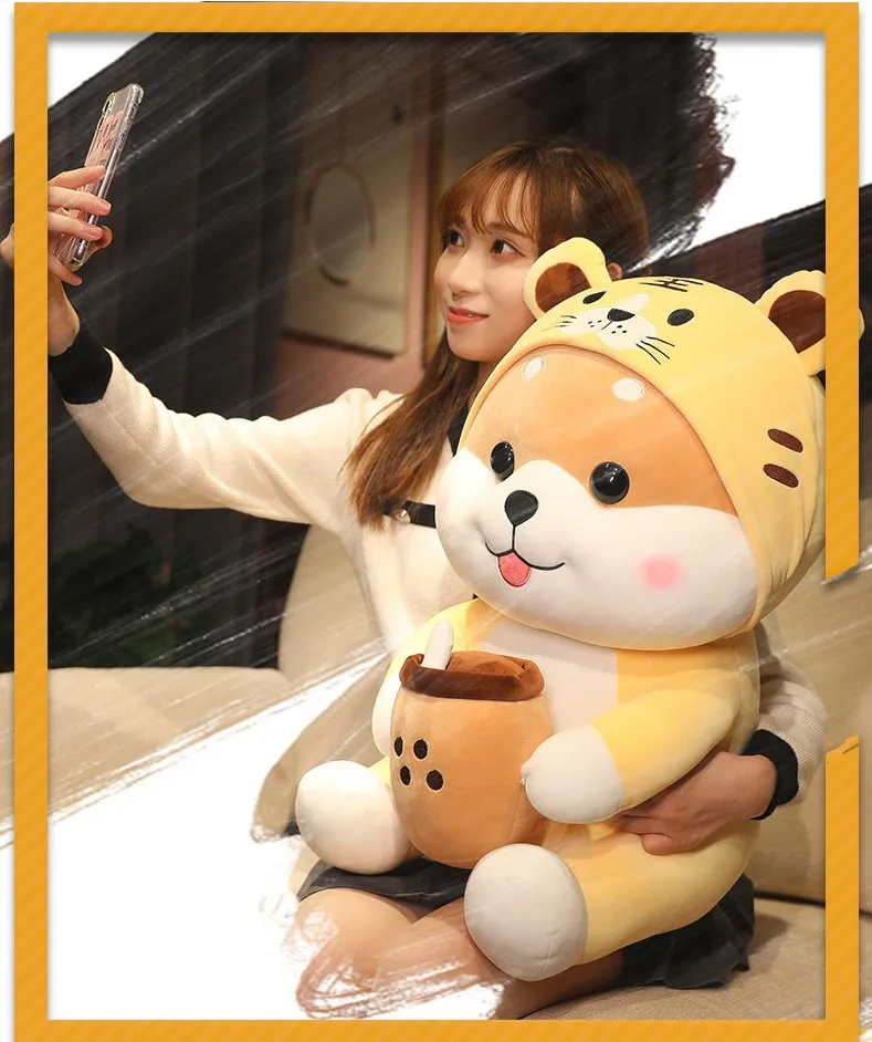 Customized High Quality Cute Corgi Milk Tea Plush Toy Mascot Children's Gift Stuffed Corgi Dog Doll Animal Plush Toy
