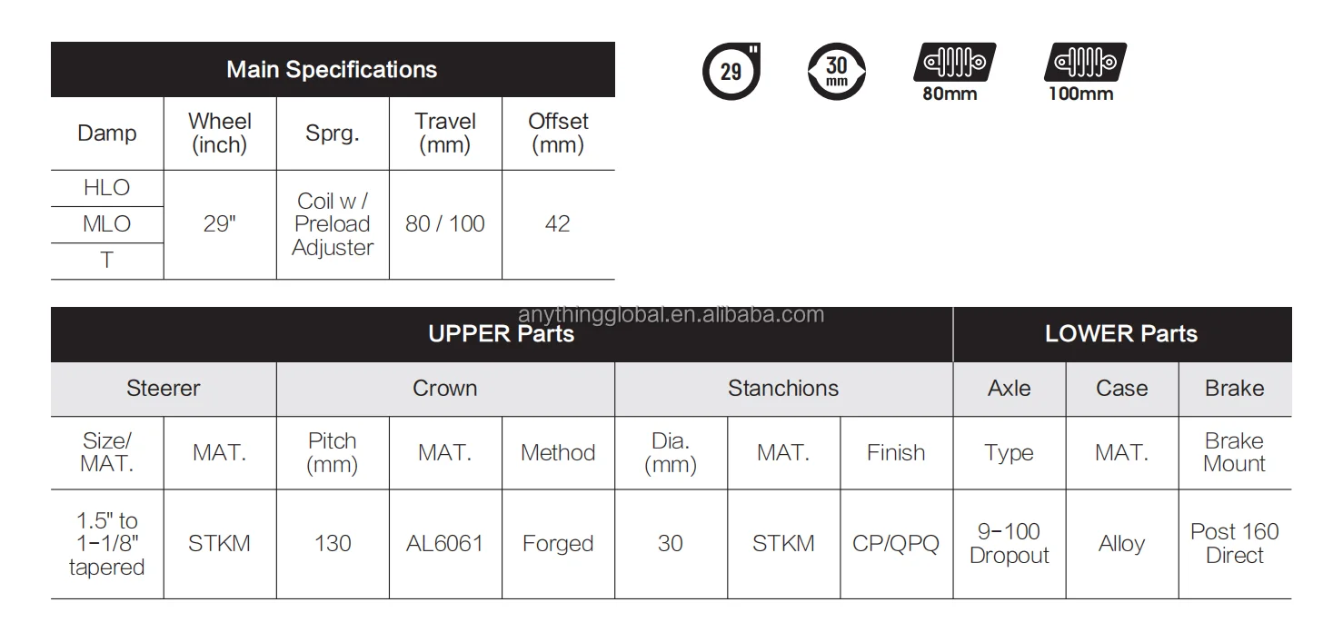 Trama Mtb Hydraulic Lockout 29 Inch 100mm Travel Alloy Suspension Front