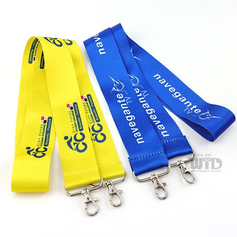 product high quality polyester lanyard with personalized logo satin keychain nylon id card rope camo hook accessory-7