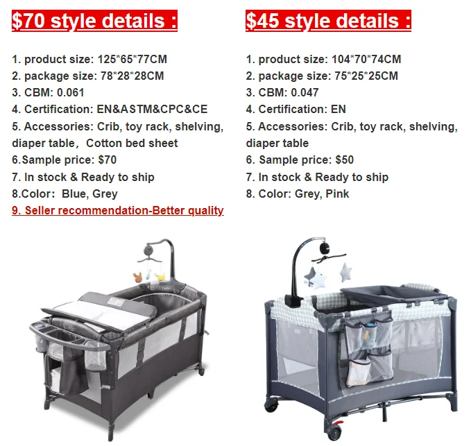 Hot Sale In Stock Oem Movable Baby Bedside Bed Baby Game Bed With Toys