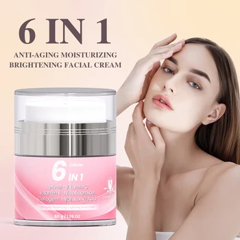 6 In 1 Private Label Skin Care Organic Vitamin C E Glowing Whitening Collagen Retinol Best Lift Anti-Aging Face Cream