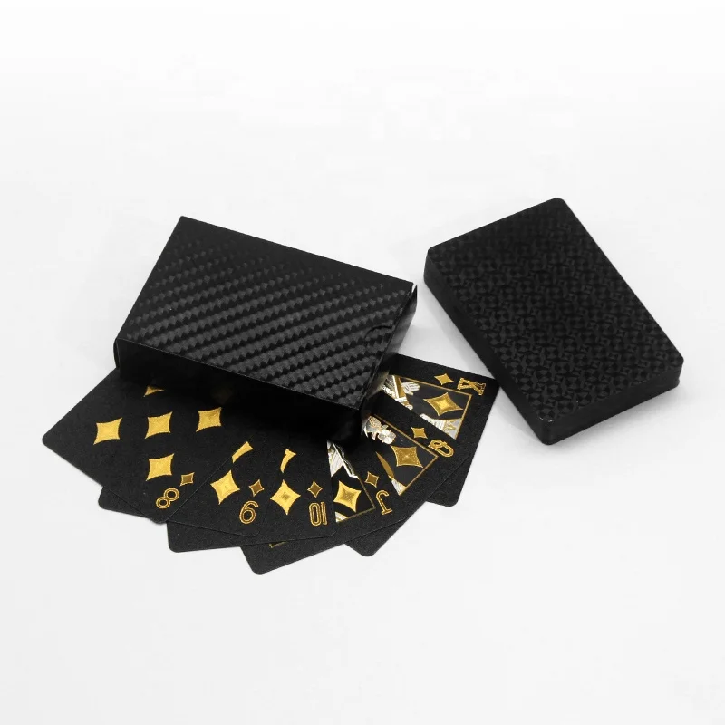 High Quality Custom Playing Cards Printing Poker Pvc Waterproof Plastic Gold Black Playing Cards in Bulk