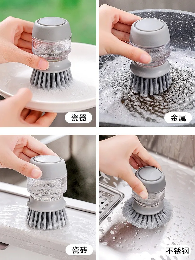 Hand-held soap brush Liquid cleaning brush Pressure type pot washer pot washer dishes utensil pot washer Kitchen tools manufacture