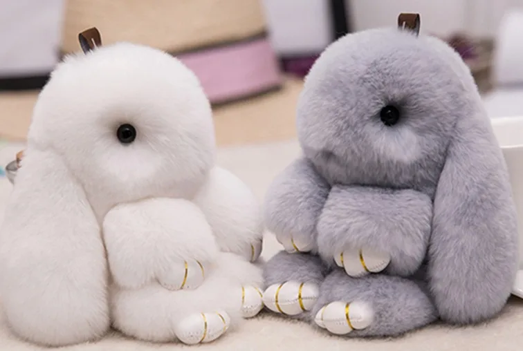 cute pluff bunny small pendant plush toys women bag doll fluffy