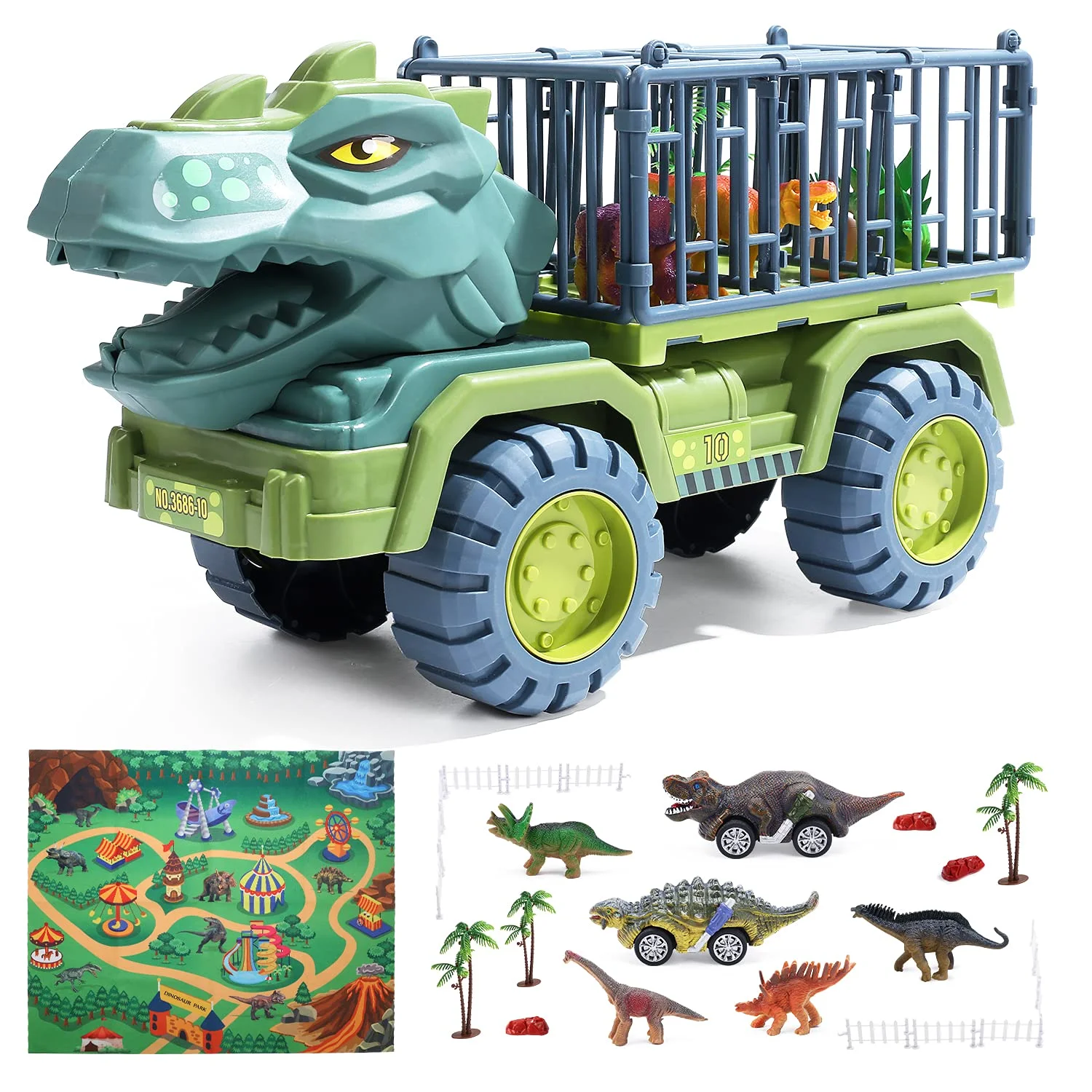 2021 Amazon Hot Selling Indoor Games Inertia Engineering Transport Dinosaur Truck for Children Boys