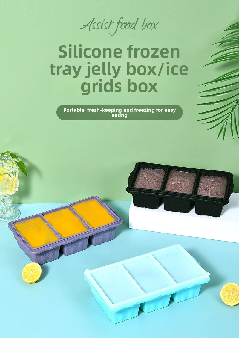 Hot Selling Food Grade Silicone Ice Tray Mold with Lid Household Ice Storage Making Box Complementary Refrigerator Accessory manufacture