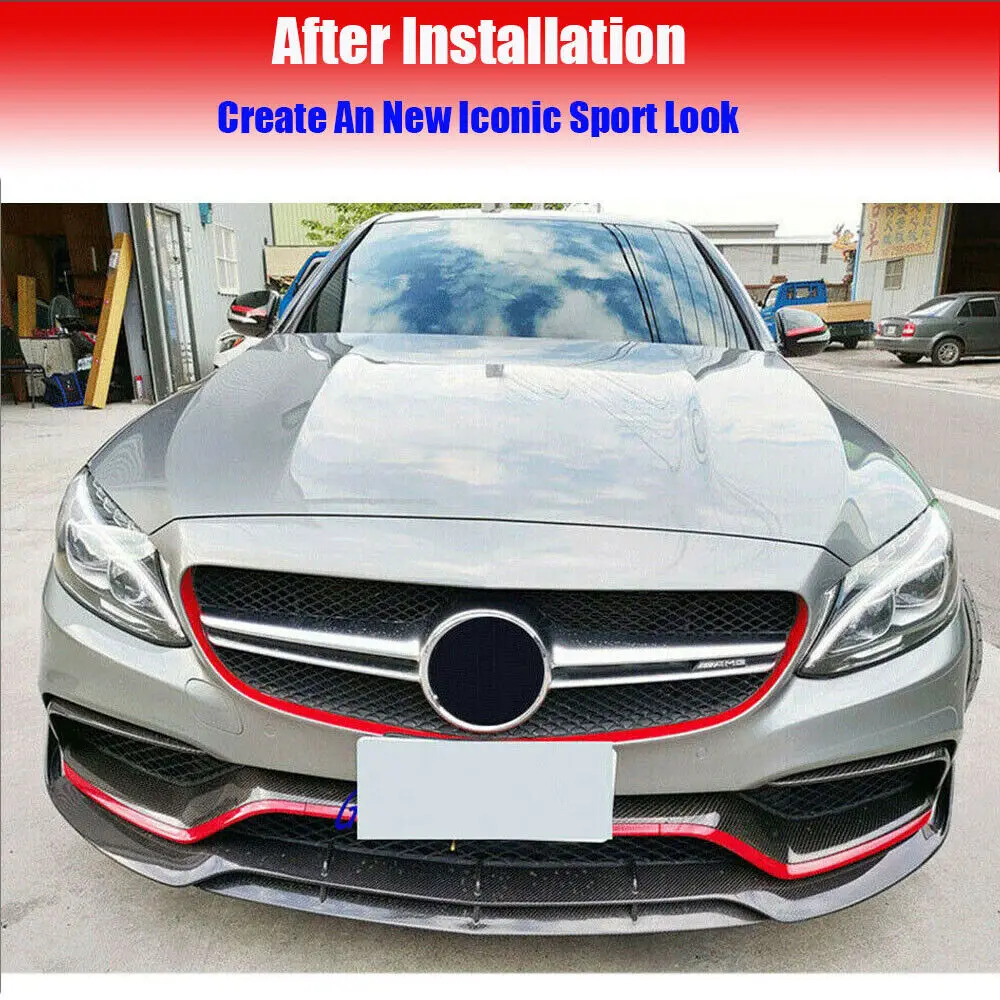 W205 C63 углеродное волокно передний бампер губы разветвители для Mercedes Benz C CLASS Sedan 2015 - 2018