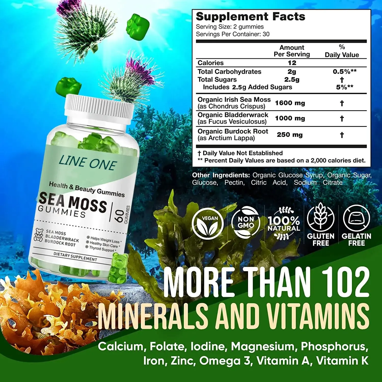 private label Sea Moss Gummy vegan organic sea moss gummies supplier