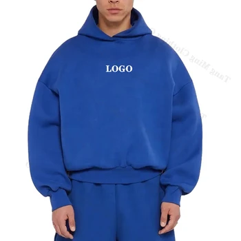 Custom Cotton Blank Luxury Boxy Hoodie Men Oversize Streetwear Cropped Heavyweight Men Hoodies Sweatshirts