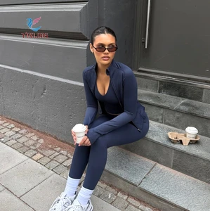 Wholesale Yoga Coat Training Clothes for Women Stand Collar Zip up Sleeve Sports Jacket Sport Outfit Jogging Gym Top Yoga Set